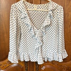 GAP White and Blue Ruffled Sailor Collar Blouse